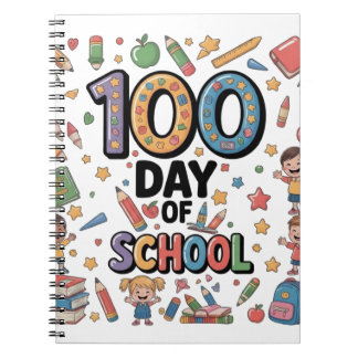 Caderno Espiral Camiseta Divertida do 100º Dia de Escola | Criança
