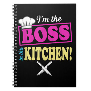 Caderno Espiral Camiseta Divertida Eu Sou O Chefe Nesta Cozinha Cu