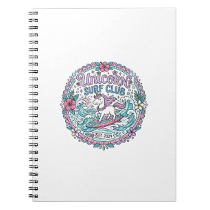 Caderno Espiral Camiseta Divertida Unicorn Surf Club Gráfico_1