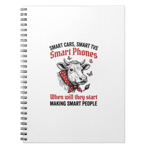 Caderno Espiral Camiseta Engraçada Pessoas Inteligentes Vaca Engra