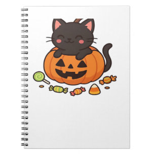 Caderno Espiral Camiseta essencial do desfile da Pumpkin Kitty