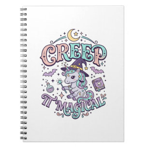 Caderno Espiral Camiseta Estilo Retro Mágico de Unicórnio Assustad