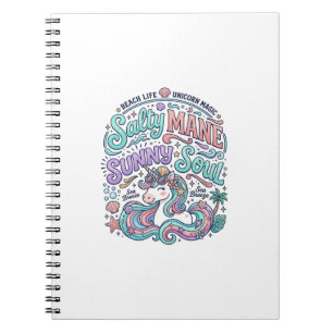 Caderno Espiral Camiseta Estilo Retrô Unicórnio Crina Salgada Alma