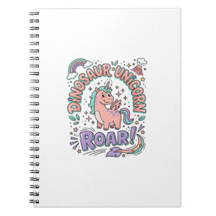 Caderno Espiral Camiseta Estilo Retro Unicórnio Dinossauro Unicórn
