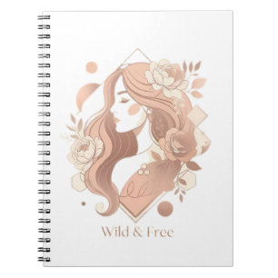 Caderno Espiral Camiseta Feminina de Linha Arte Boho Estética Selv
