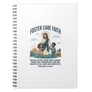 Caderno Espiral Camiseta Gráfica Adoção de Jesus Cuidados Foster C