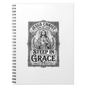 Caderno Espiral Camiseta Gráfica Amante do Chá Jesus Cristão