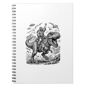 Caderno Espiral Camiseta Gráfica com Cavaleiro de Dinossauro em Gr