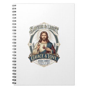 Caderno Espiral Camiseta Gráfica de Caça Vintage Jesus Thrift Stor