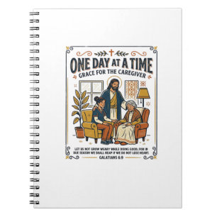 Caderno Espiral Camiseta Gráfica Jesus Cuidando Pais Idosos Cristã