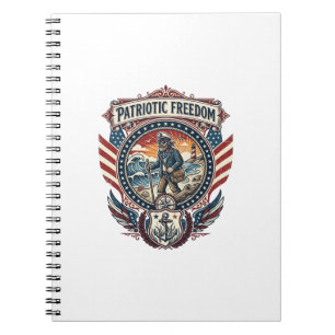 Caderno Espiral Camiseta Gráfica Vetorial Patriota Beachcomber_1