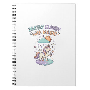 Caderno Espiral Camiseta Moderna Unicórnio Parcialmente Nublado co
