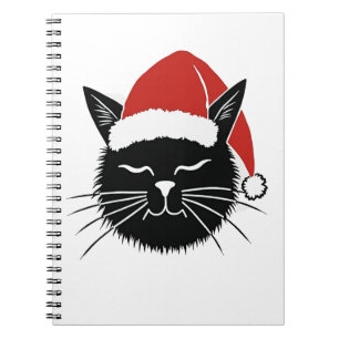Caderno Espiral Camiseta Natal Gato Fofinho Amante do Papai Noel H