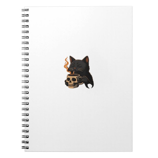 Caderno Espiral Camiseta Oversized Dark Cat Coffee With Skull Mug (Frente)