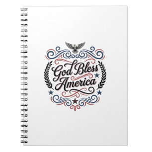 Caderno Espiral Camiseta Patriótica Vintage Águia Deus Abençoa a A