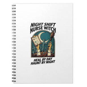 Caderno Espiral Camiseta Retro de Halloween de Enfermeira Noturna
