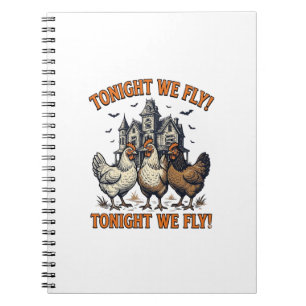 Caderno Espiral Camiseta Tonight We Fly Funny Chicken Halloween De