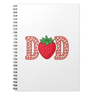 Caderno Espiral Camiseta Vector Desenho de Letra Morango Pai_1