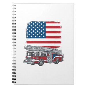 Caderno Espiral Camiseta Vintage Bandeira Americana Caminhão de Bo