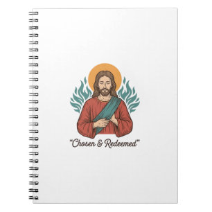 Caderno Espiral Camiseta Vintage Cristã Jesus Escolhido e Resgatad