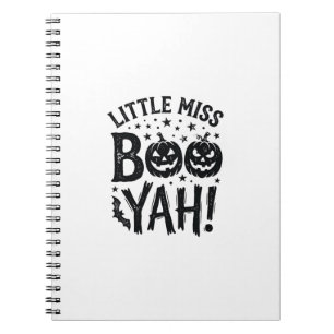 Caderno Espiral Camiseta Vintage de Halloween Little Miss Boo Yah 