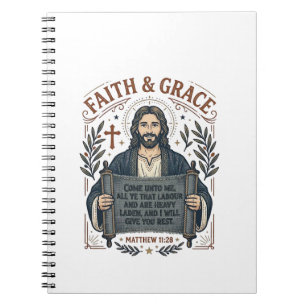 Caderno Espiral Camiseta Vintage de Jesus Cruz de Bordado Gráfico