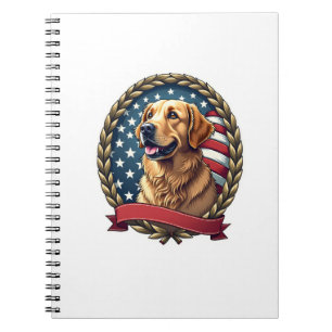 Caderno Espiral Camiseta Vintage Patriótica do Retriever Dourado H