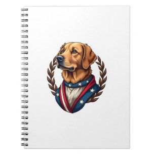 Caderno Espiral Camiseta Vintage Patriótica do Retriever Dourado H