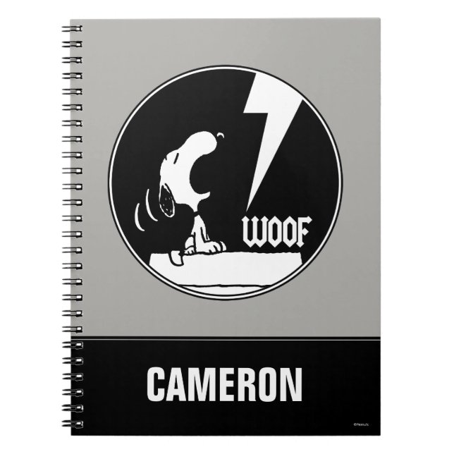 Caderno Espiral Camisetas Rock | Snoopy Howling | Adicione seu nom (Frente)