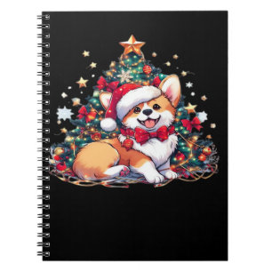 Caderno Espiral Camisola Oversized Árvore de Natal Corgi
