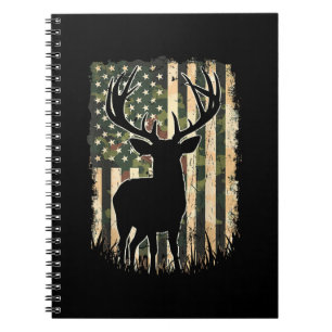 Caderno Espiral Camo US Flag Deer Hunting Camoflage Hunter
