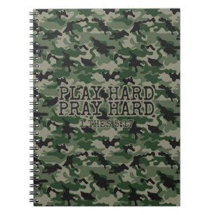 Caderno Espiral Camo Verde de Reze Duros Religiosos
