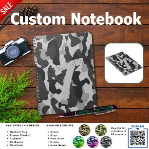Caderno Espiral Camping Journal ADICIONAR INICIAL Camuflagem Cri