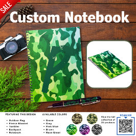 Caderno Espiral Camping Journal | ADICIONAR INICIAL Camuflagem Cri