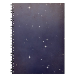 Caderno Espiral Campo de estrela do céu noturno púrpura desbotado