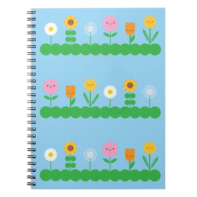 Caderno Espiral Campo de Flor Kawaii (Frente)