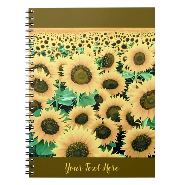 Caderno Espiral Campo de flores amarelas do Ouro (Frente)