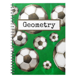 Caderno Espiral Campo de futebol - Bolas de futebol verde
