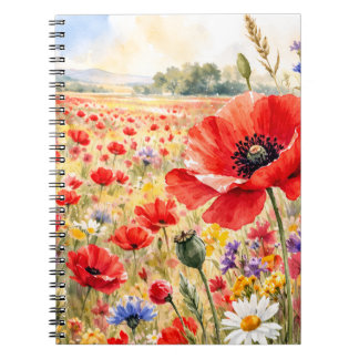 Caderno Espiral Campo de Papoulas - Papoula Aquarela