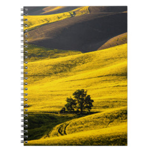 Caderno Espiral Campo de prado amarelo no vento