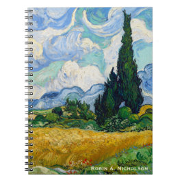 Caderno Espiral Campo de trigo de Van Gogh com os ciprestes