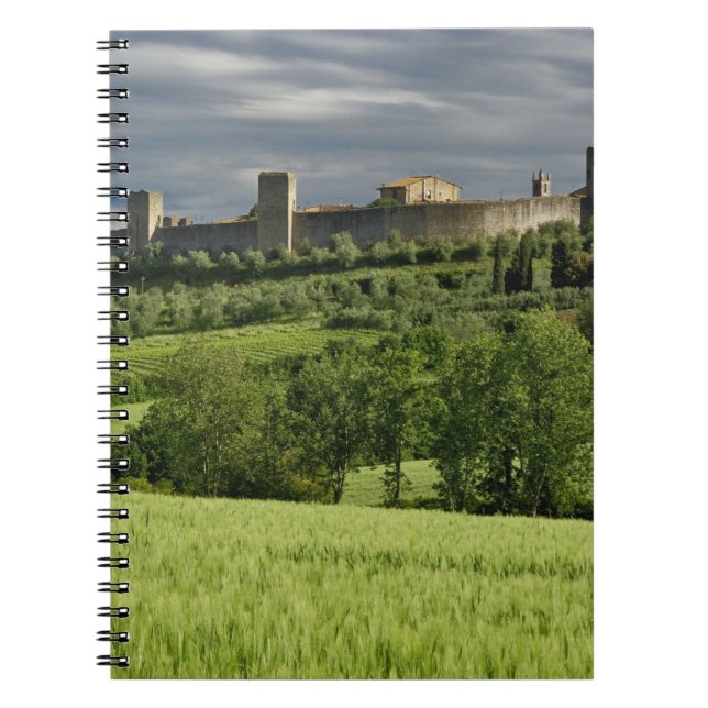 Caderno Espiral Campo de trigo e Monteriggioni distante, na (Frente)