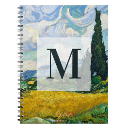 Caderno Espiral Campo de trigo Van Gogh com ciprestes. Impressioni