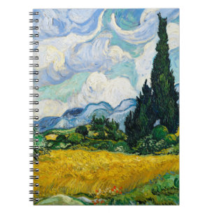Caderno Espiral Campo de trigo Van Gogh com ciprestes. Impressioni