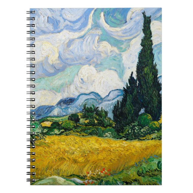 Caderno Espiral Campo de trigo Van Gogh com ciprestes. Impressioni (Frente)
