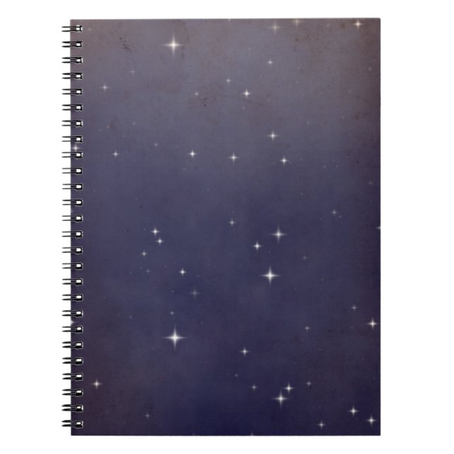 Caderno Espiral Campo estelar de céu noturno roxo desbotado (Frente)
