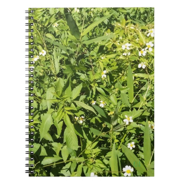 Caderno Espiral Campo floral verde-escido (Frente)