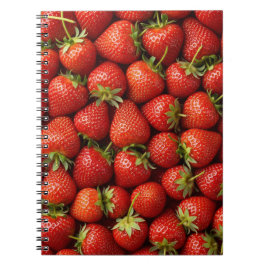 Caderno Espiral Campos de Morango Fresco com Padrão Repetitivo