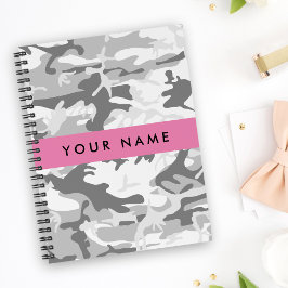 Caderno Espiral Camuflagem Cinza Neve de Inverno Personalize seu n