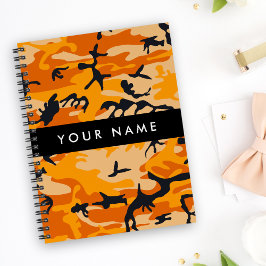 Caderno Espiral Camuflagem Laranja Seu nome Personaliza